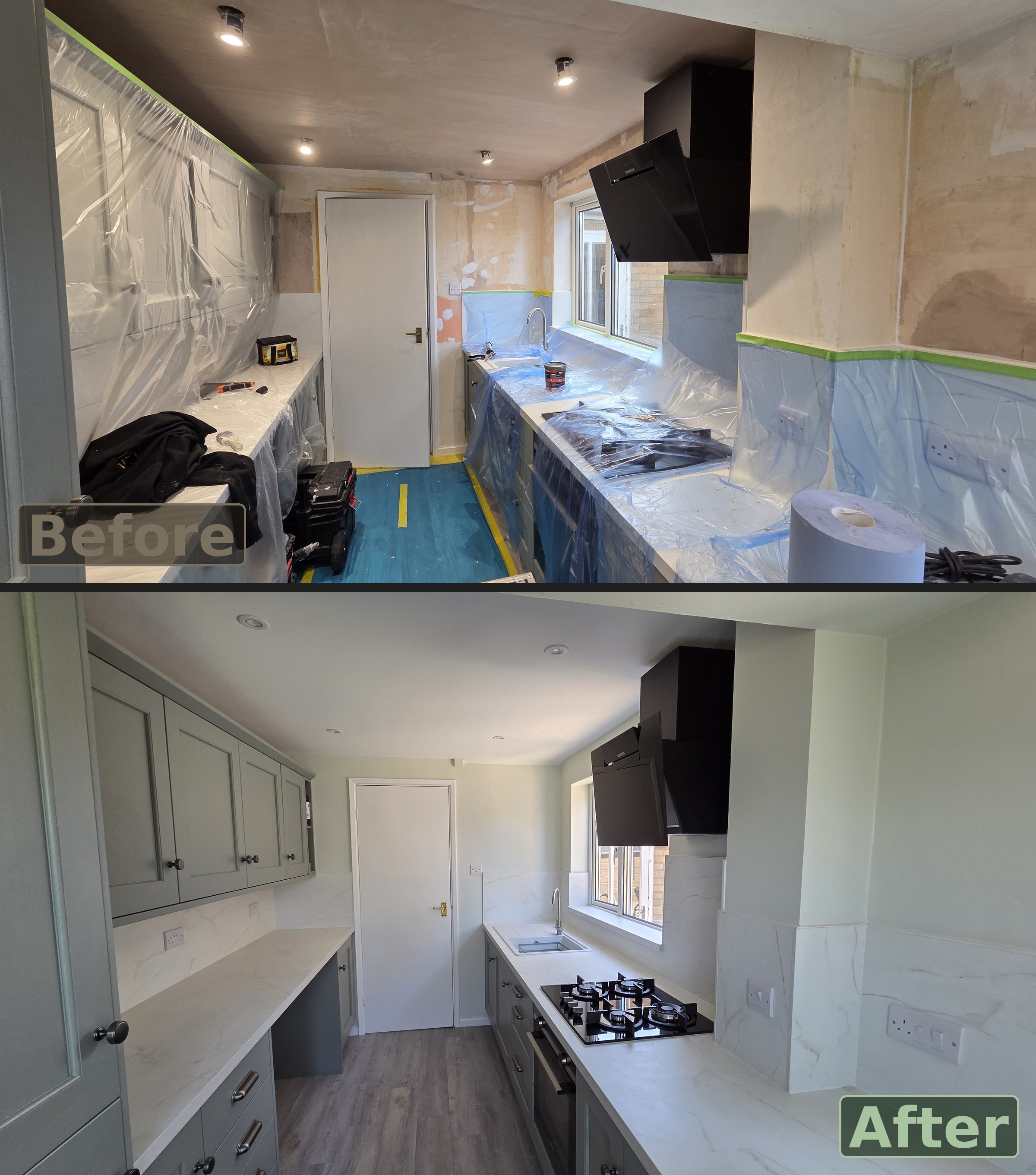 Kitchen transformation before and after, Bridlington